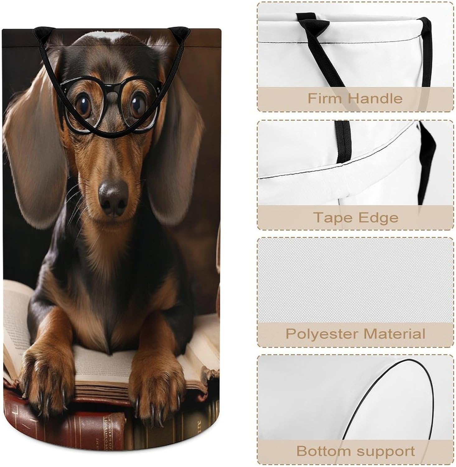 Dachshund Laundry Basket Dirty Clothes Hamper Collapsible Laundry Hamper with Handles for Clothes Toys in The Dorm & Family Closet Storage Container And Organizer