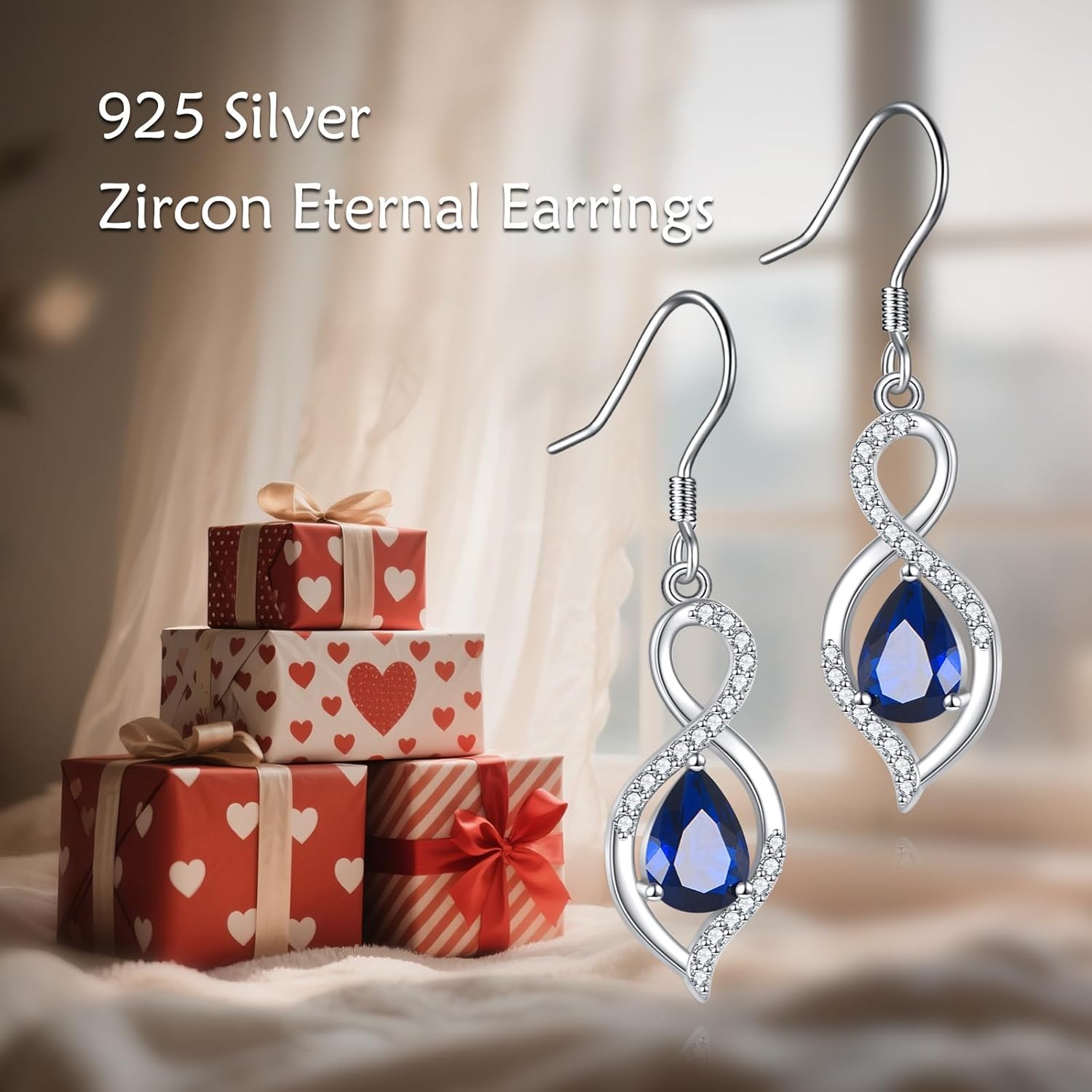 YFN Dangle Drop Earrings 925 Sterling Silver Dainty Infinity Gemstone Birthstone Jewelry Birthday Gifts for Her Women - Image 4