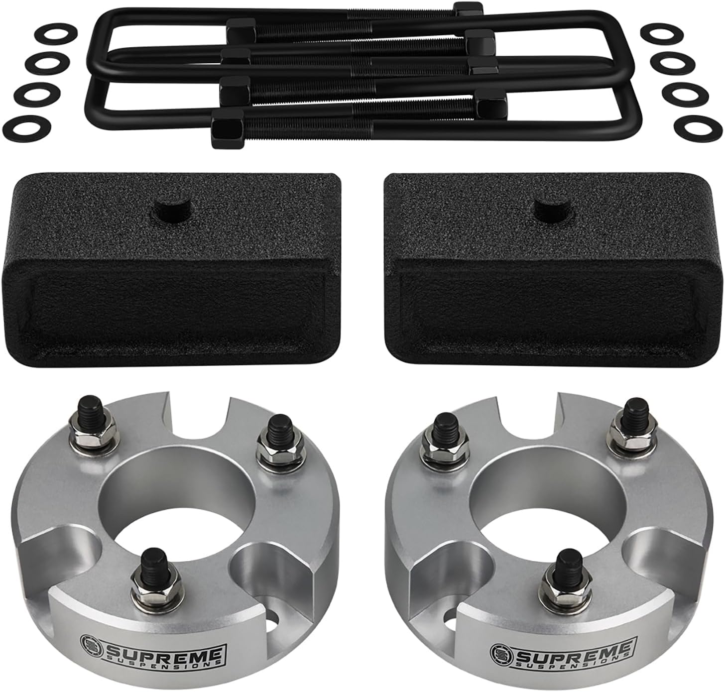 Supreme Suspensions - 3" Front + 2" Rear Lift Kit for 2005-2023 Nissan Frontier and 2009-2012 Suzuki Equator 2WD 4WD - Full Suspension Lift Kit (Silver)