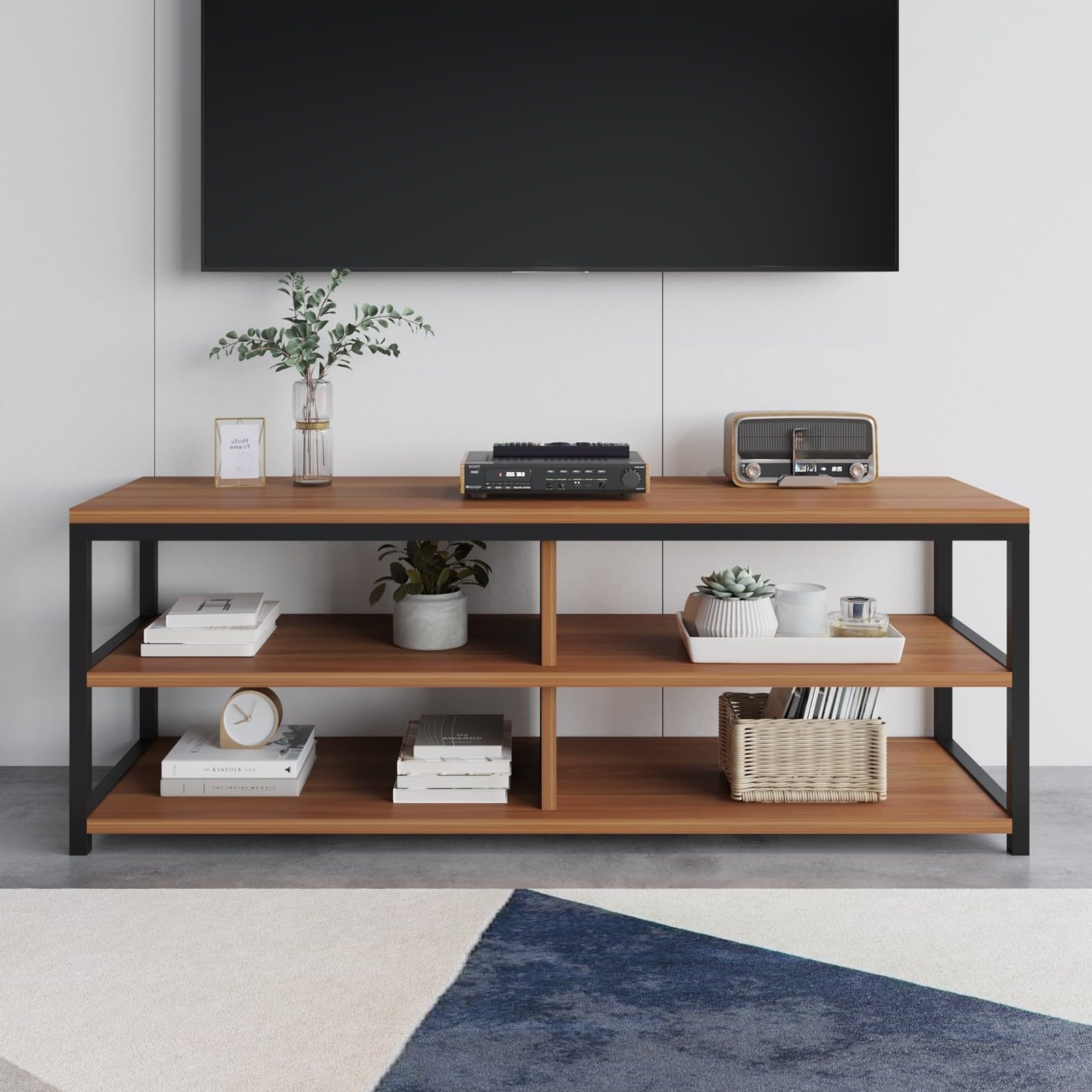Amazon Brand - Umi Engineering Wood Floor Standing TV Entertainment Unit Set Top Box Stand TV Cabinet with Shelves for Books & Décor Display Unit, Upto 75 Inches - TVU-002 (120 * 40 * 45 cm)-image-27