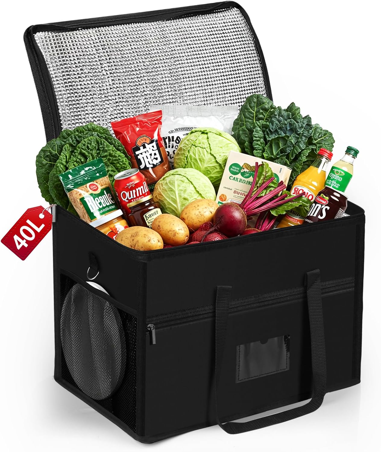 Large Cool Bag, 40L Insulated Cooler Bag, Reusable Grocery Shopping Bags, Foldable Soft Cooler with Reinforced Handles – Thermal Food Delivery Bags for Picnic,Beach, Travel, Camping, BBQ