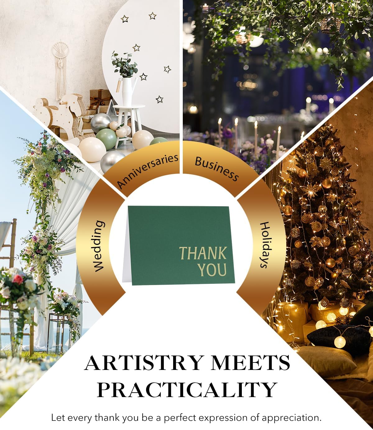 Thank You Cards with Envelopes, 32 Pack 4x6 in ThankYou Cards Bulk with Embossed Design, Thank You Notes for Wedding, Baby Shower, Small Business, Bridal Shower, Funeral, Graduation, Green - Image 7