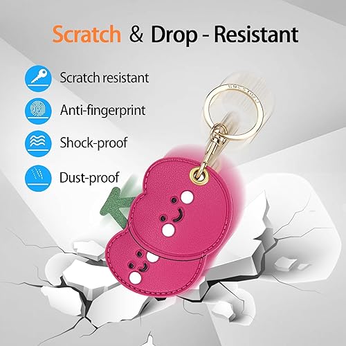 Miniatura 19 de Funda de cuero compatible con Apple AirTag, rastreador de llavero GPS Airtag con llavero, cubierta protectora antiarañazos para AirTag