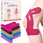 IEADEN Precut Kinesiology Tape for Knees, 10 Pcs - Knee Support & Stability, Knee Pain Relief Athletic Tape - Waterproof & Elastic, Breathable Hypoallergenic Latex-Free Tape, Pink