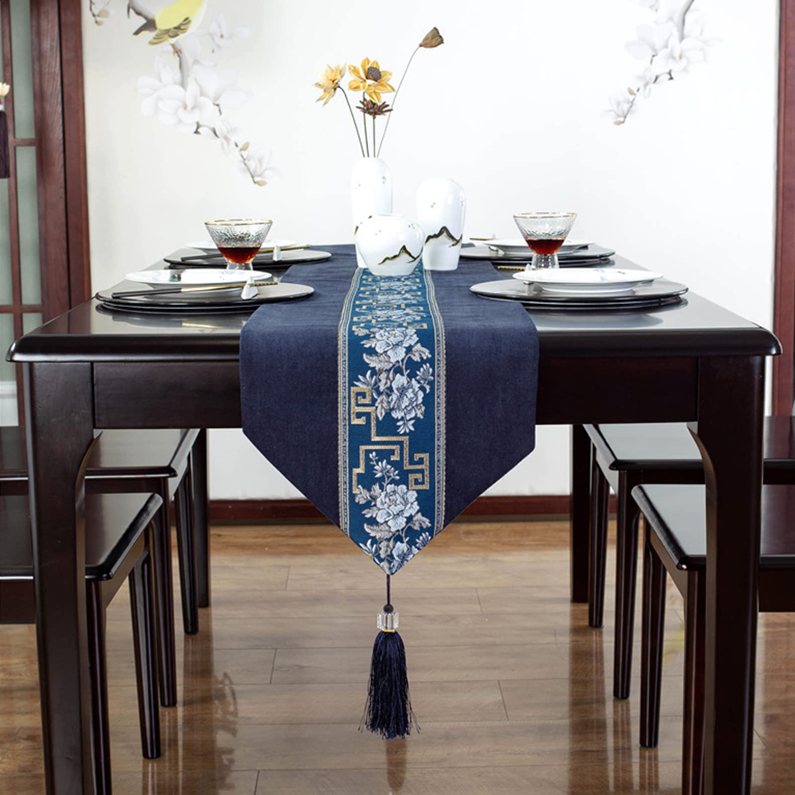 Runner da tavola lungo 198 cm, rustico, per matrimoni, feste, sala da pranzo, tavolino da caffè, colore bianco