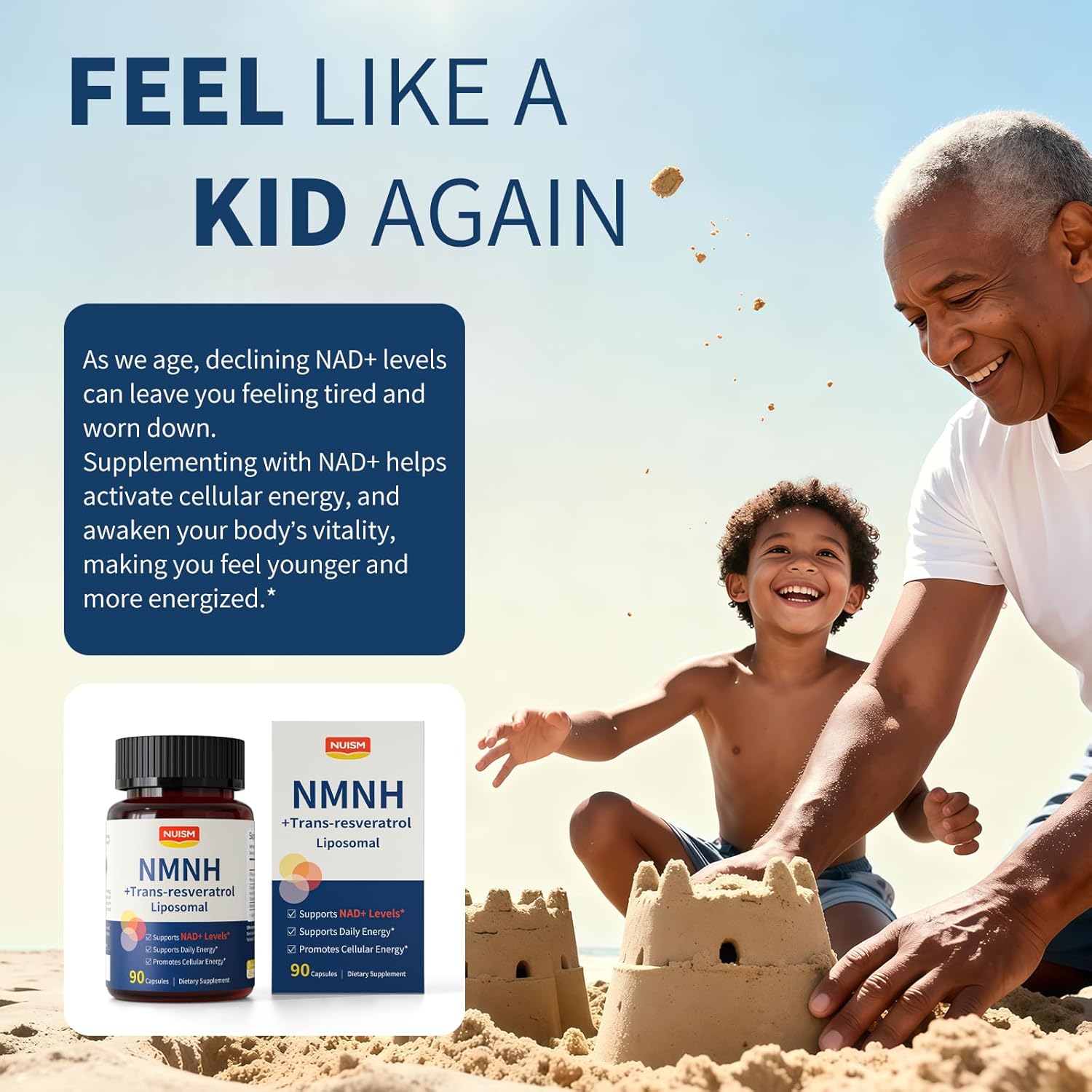 NMNH NAD+ Supplement, Liposomal 600mg NMN NAD+ and Resveratrol Complex for Cellular Energy, Healthy Aging & Metabolic Support, 90 Capsules