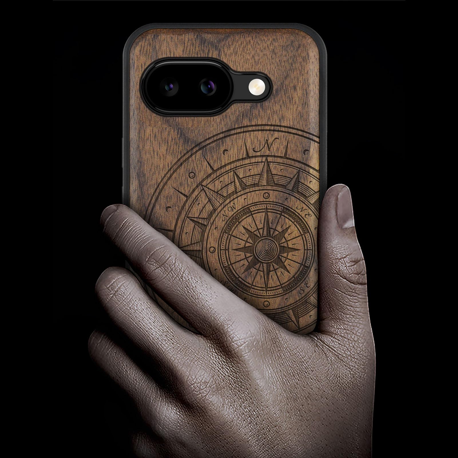 Carveit Holz Handyhülle Für Google Pixel 9a – Mit Wikinger-Motiv, MagSafe Kompatibel, Stoßfest