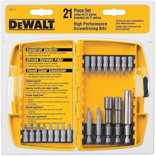DEWALT DW2161 - Juego de atornillado y atornillado de 21 piezas en estuche de plástico