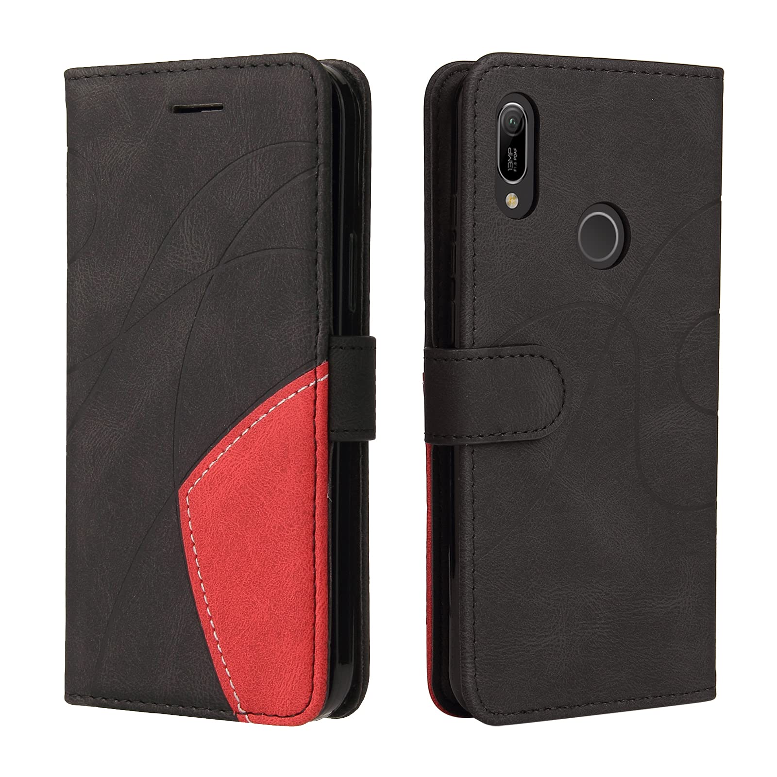 Coque Huawei Y6 2019 PU Cuir Portefeuille Housse étui Fermeture Magnétique Fentes Cartes - View #9