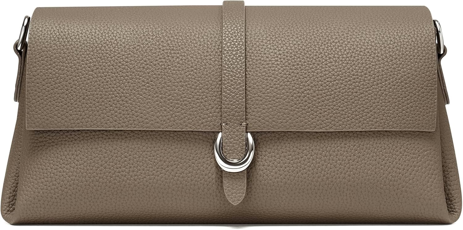 CHUNLI Genuine Leather Clutch Purses for Women Shoulder Bag Trendy Top-Handle Handbags with 2 Adjustable Straps