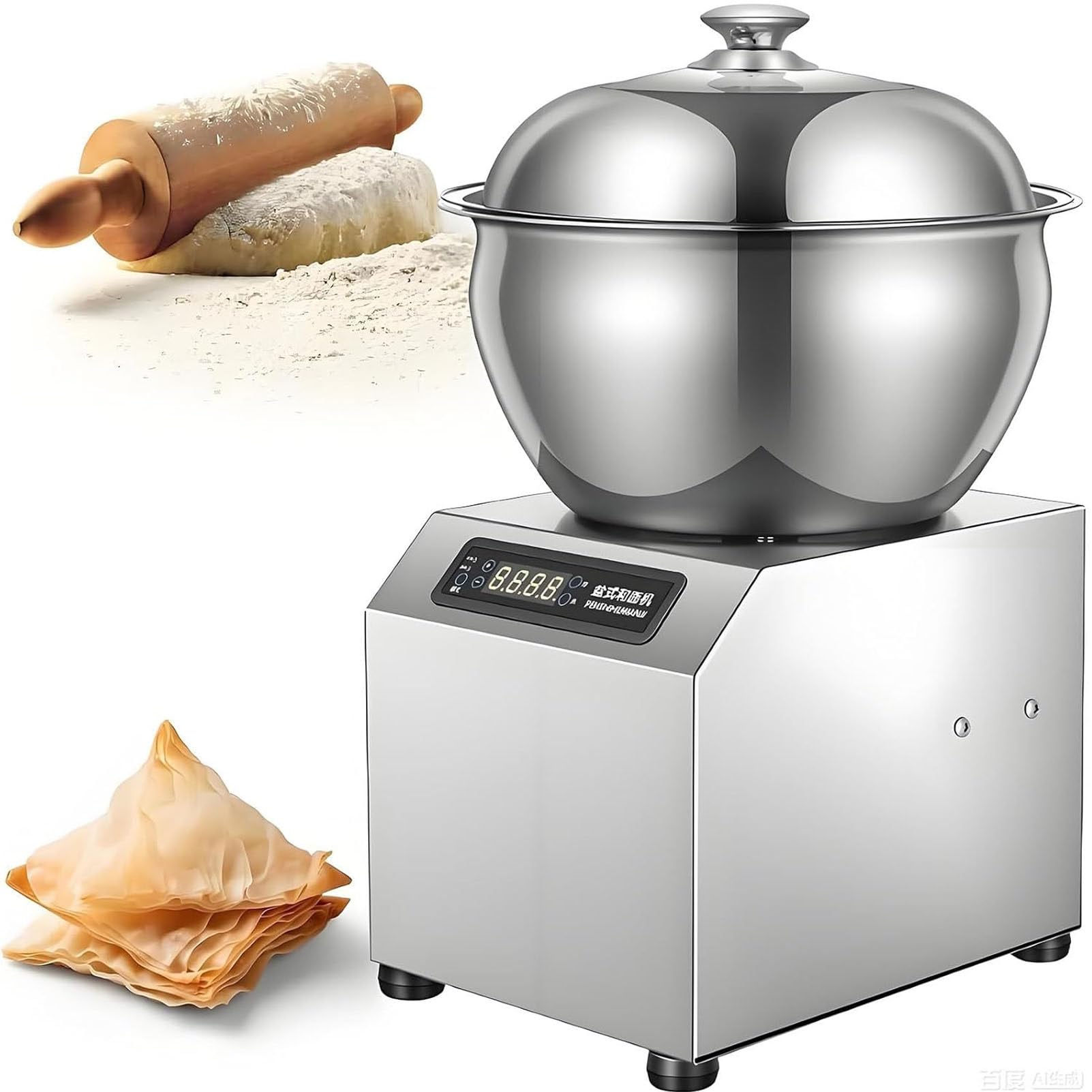Impastatrice a doppia rotazione in acciaio inox, 1400 giri/min, con timer, impastatrice a spirale elettrica e macchina impastatrice in acciaio inox per ristoranti, panetterie, pizzerie 5kg/11lbs