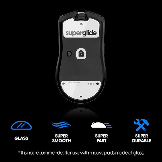 Superglide Glass Mouse Skates - Super Smooth Glide, Polished Round Edge, Super Fast Gaming Mouse Feet with Durable Sole for Razer Viper v3 Pro (Type-S, White)