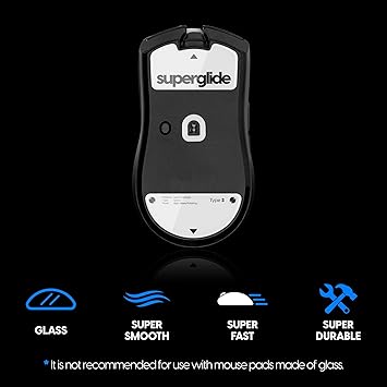 Superglide Glass Mouse Skates - Super Smooth Glide, Polished Round Edge, Super Fast Gaming Mouse Feet with Durable Sole for Razer Viper v3 Pro (Type-S, White)