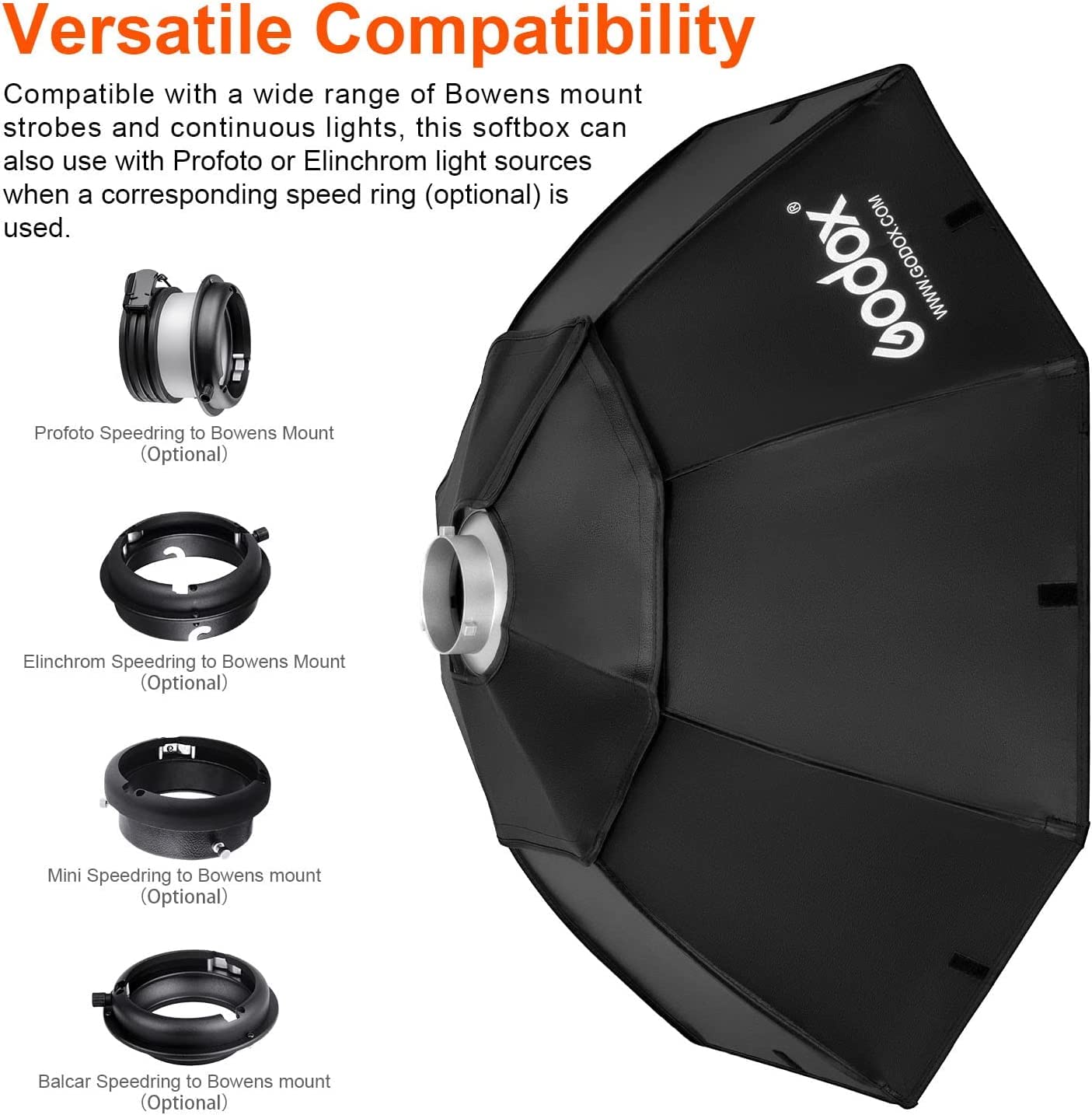 Fomito Godox Top Octagon Softbox 37" / 95 cm Bowens uchwyt do studyjnego stroboskopu lampa błyskowa