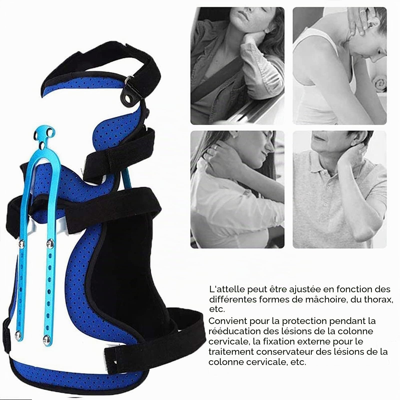 Orthèse Thoracique De La Tête Et du Cou pour Enfants Collier Cervical Appareil De Rééducation pour Chirurgie Cervicale, Appareil De Rééducation pour Le Cou À Traction en U Réglable