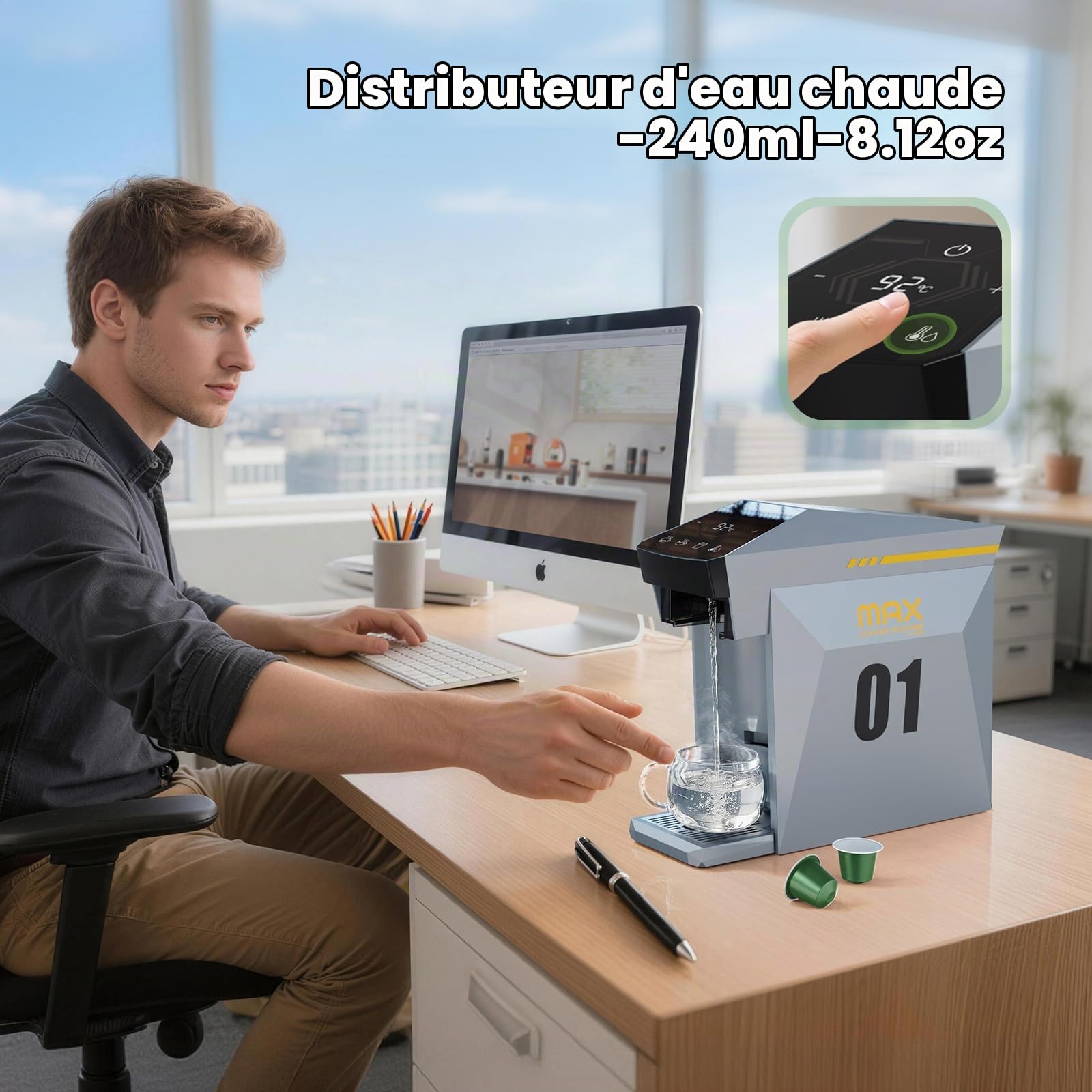 Cafetière 4 en 1, machine à café espresso 19 bars pour capsules KCup/Nespresso OriginalLine/Dolce Gusto/Café moulu, gris nuageux