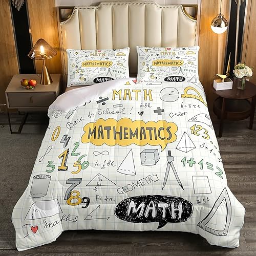 Miniatura 1 de Juego de edredón de ecuación matemática, tamaño individual, juego de ropa de cama de fórmula matemática para niños y niñas, estudiantes de ciencias,