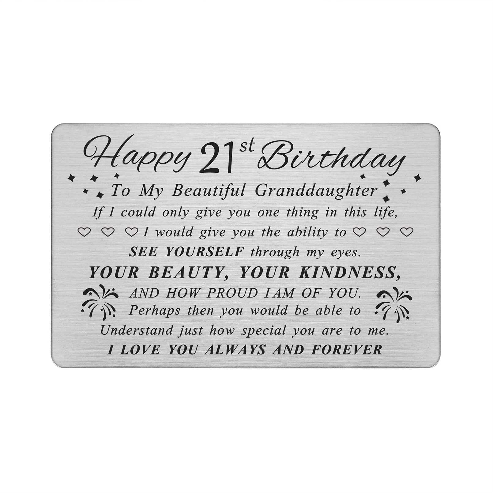 DEGASKEN Granddaughter 21st Birthday Card - Happy 21st Birthday Card for Granddaughter - Birthday Gifts for 21 Year Old Granddaughters - Beautiful