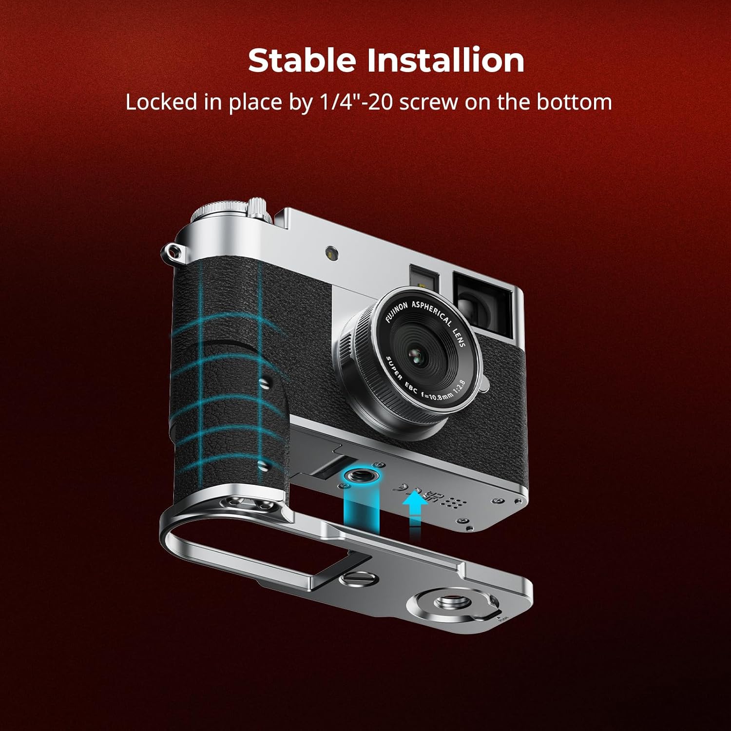 SmallRig X Half L-Shaped Grip for FUJIFILM X Half Camera, Built-in Quick Release Plate for Arca, Lightweight Ergonomic Silicone Handle with Hot Shoe Cover(Silver) - 5216 - Image 3