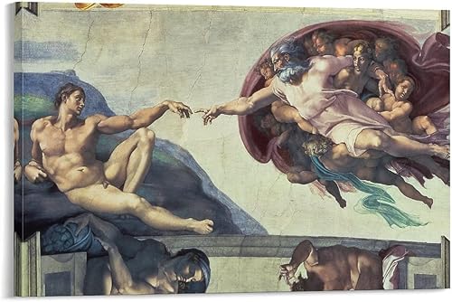 Michelangelo Buonarroti - Techo de la capilla sixtina (1508-12) La creación de Adán, pintura decorativa, lienzo, arte de pared, póster de sala de
