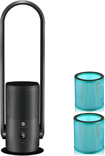 ULTTY - Combo de ventilador de torre sin aspas y purificador de aire, con dos filtros HEPA 99.97 % de humo y polvo de caspa de polen, ventilador de