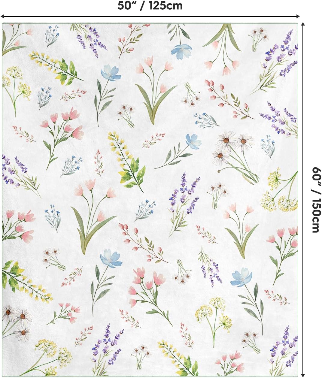 Horaldaily Spring Summer Flannel Blanket Throw, Watercolor Wild Flowers Blooming Soft Fuzzy Plush Cozy Fleece Blankets for Couch Sofa Bed Lounging, Ideal Gifts for Kids Adults Self, 50x60 - Image 5