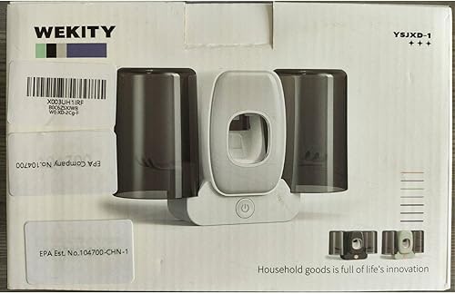 Miniatura 8 de Wekity - Soporte para cepillos de dientes para baños, dispensador automático de pasta de dientes y pasta de dientes, ahorra espacio, soporte para