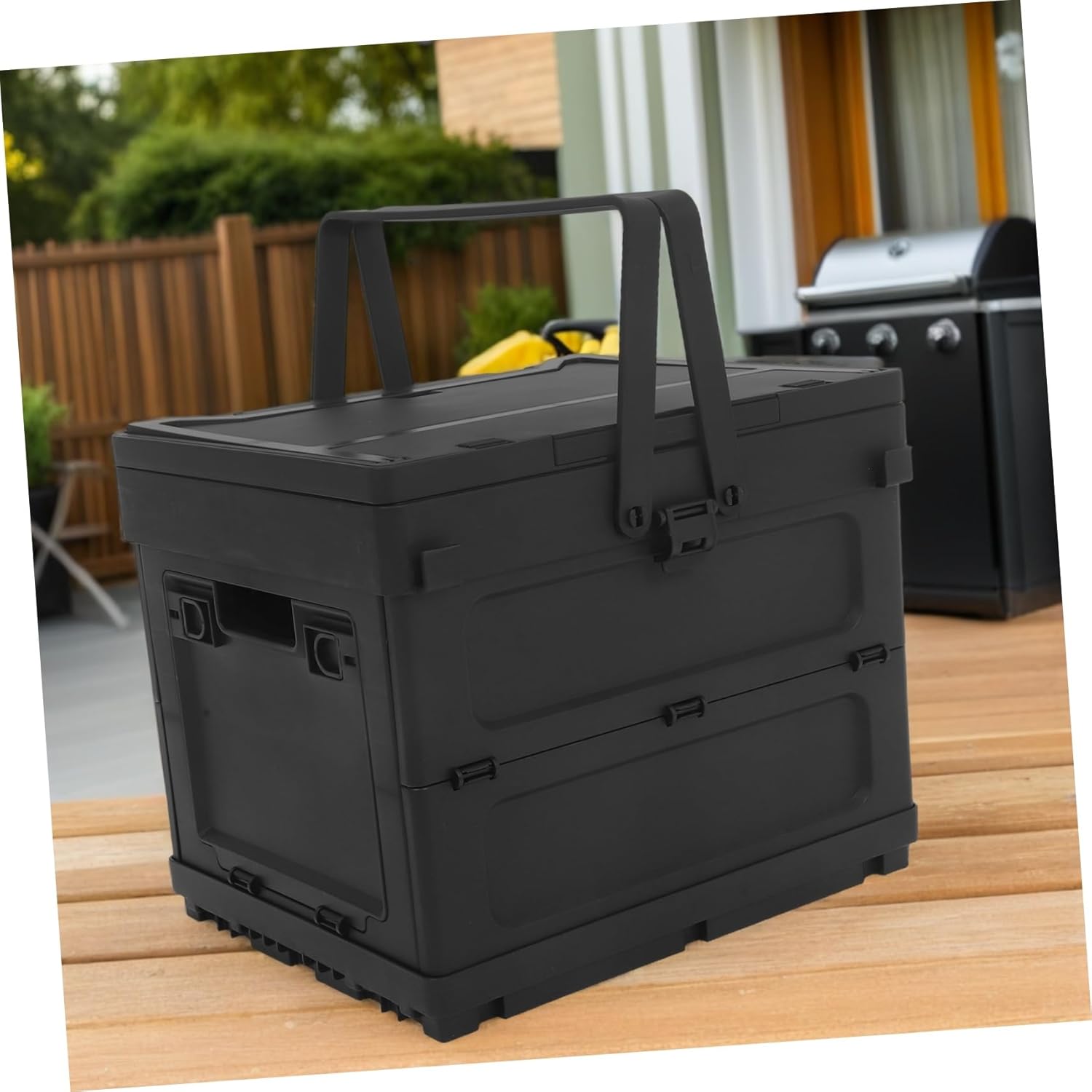 Cabilock Folding Camping Storage Box with Table Function Portable Car Trunk Organizer for Tools Food Drinks Utility Crate for Travel Outdoor Essentials