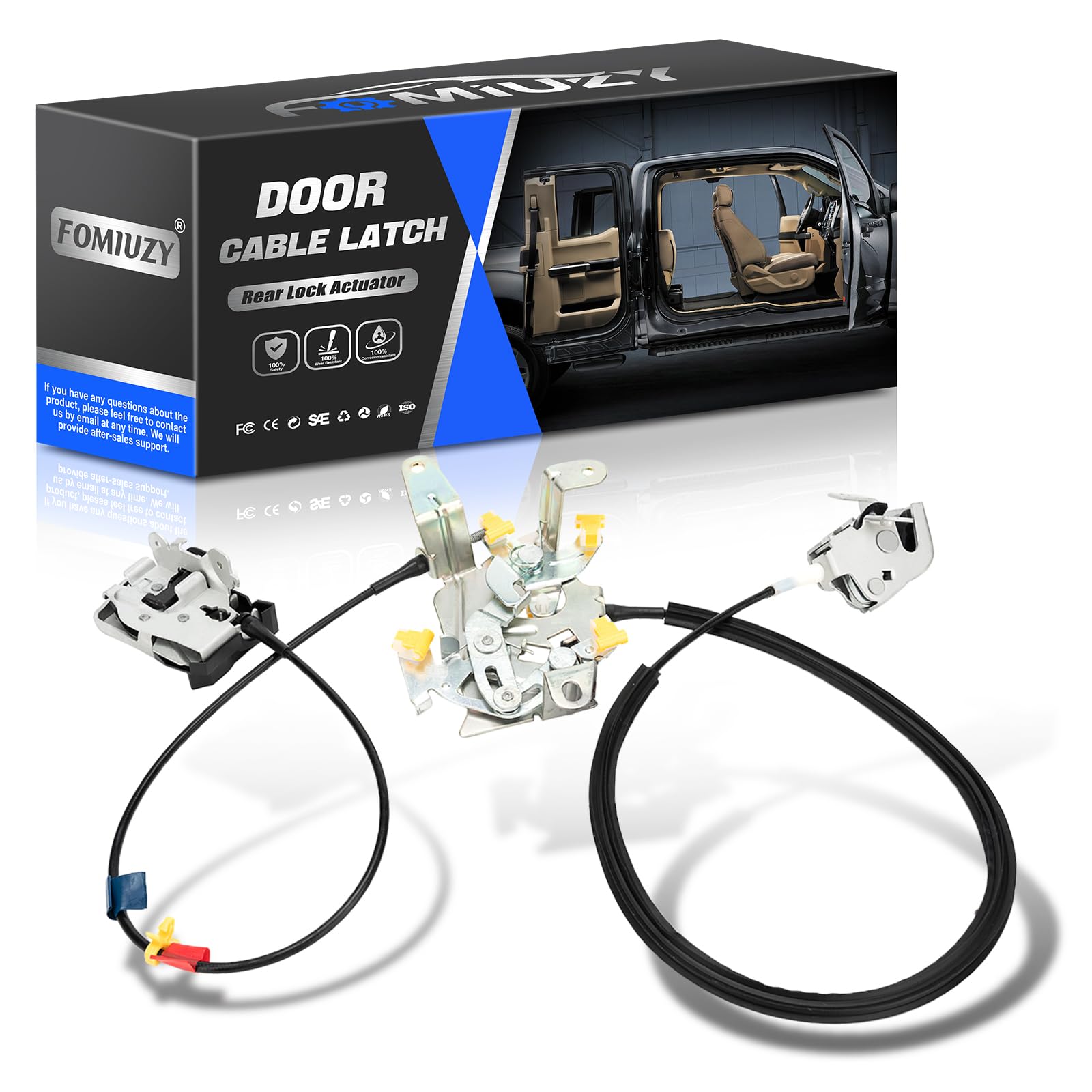 6C3Z-28264A01-A Rear Left Driver Side Door Cable Lock Latch Assembly Upper Lower Fit Ford F250 F350 F450 F550 Super Duty Extended Cab 1999 2000 2001 2002 2003 2004 2005-2007 6C3Z28264A01A