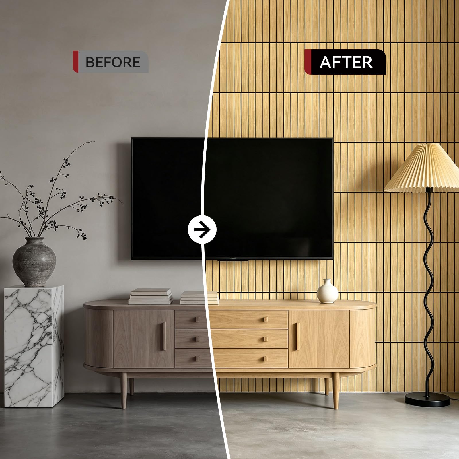 CUCOS Pannelli Murali a Listelli Autoadesivi 30×30 cm Rovere Beige