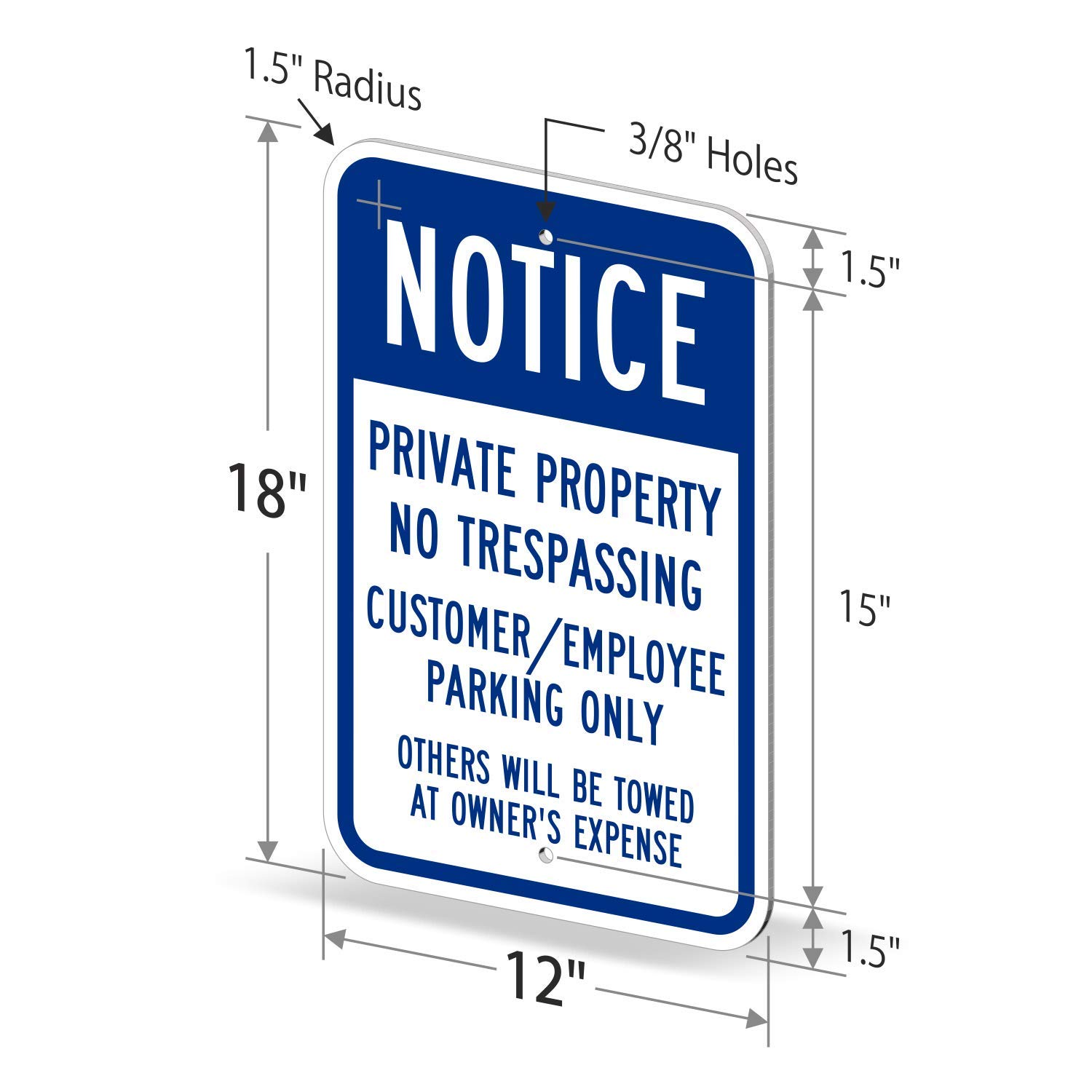 Get Cheap Price SmartSign 18 x 12 inch “Notice - Private Property No Trespassing, Customer/Employee Parking Only” Metal Sign, 63 mil Aluminum, 3M Laminated Engineer Grade Reflective Material, Blue and White Hot Deals SmartSign 18 x 12 inch “Notice - Private Property No Trespassing, Customer/Employee Parking Only” Metal Sign, 63 mil Aluminum, 3M Laminated Engineer Grade Reflective Material, Blue and White