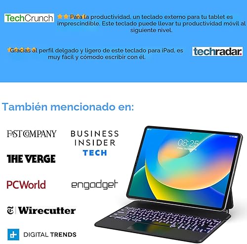 Miniatura 9 de Funda con Teclado para iPad Air de 11 pulgadas (M3 2025 / M2 2024) y iPad Pro de 11 pulgadas (1ª/2ª/3ª/4ª Generación) – Funda con Teclado Magnético