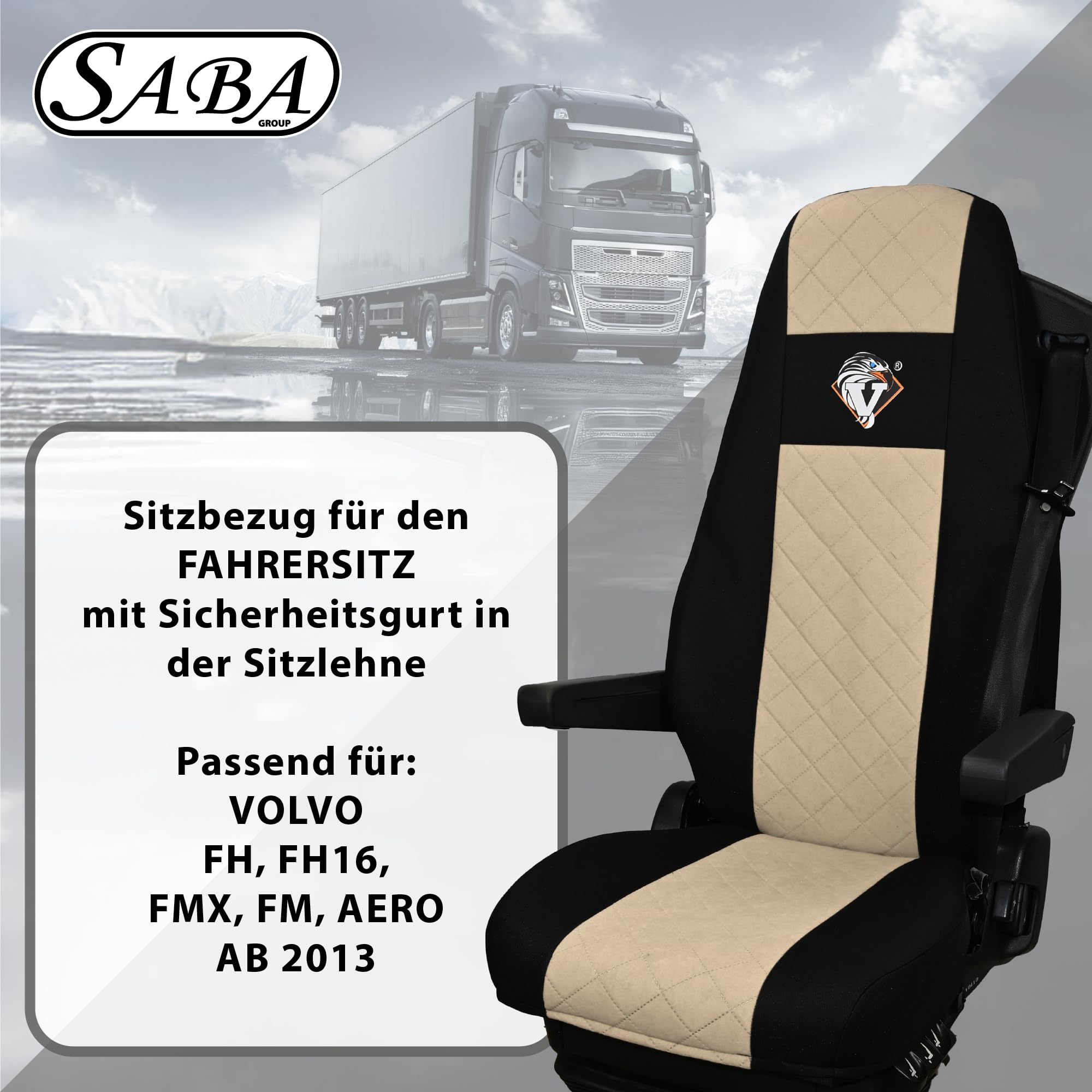 SABA Auto Sitzbezüge LKW Beige für Volvo FH4 ​​​​1 Riemen