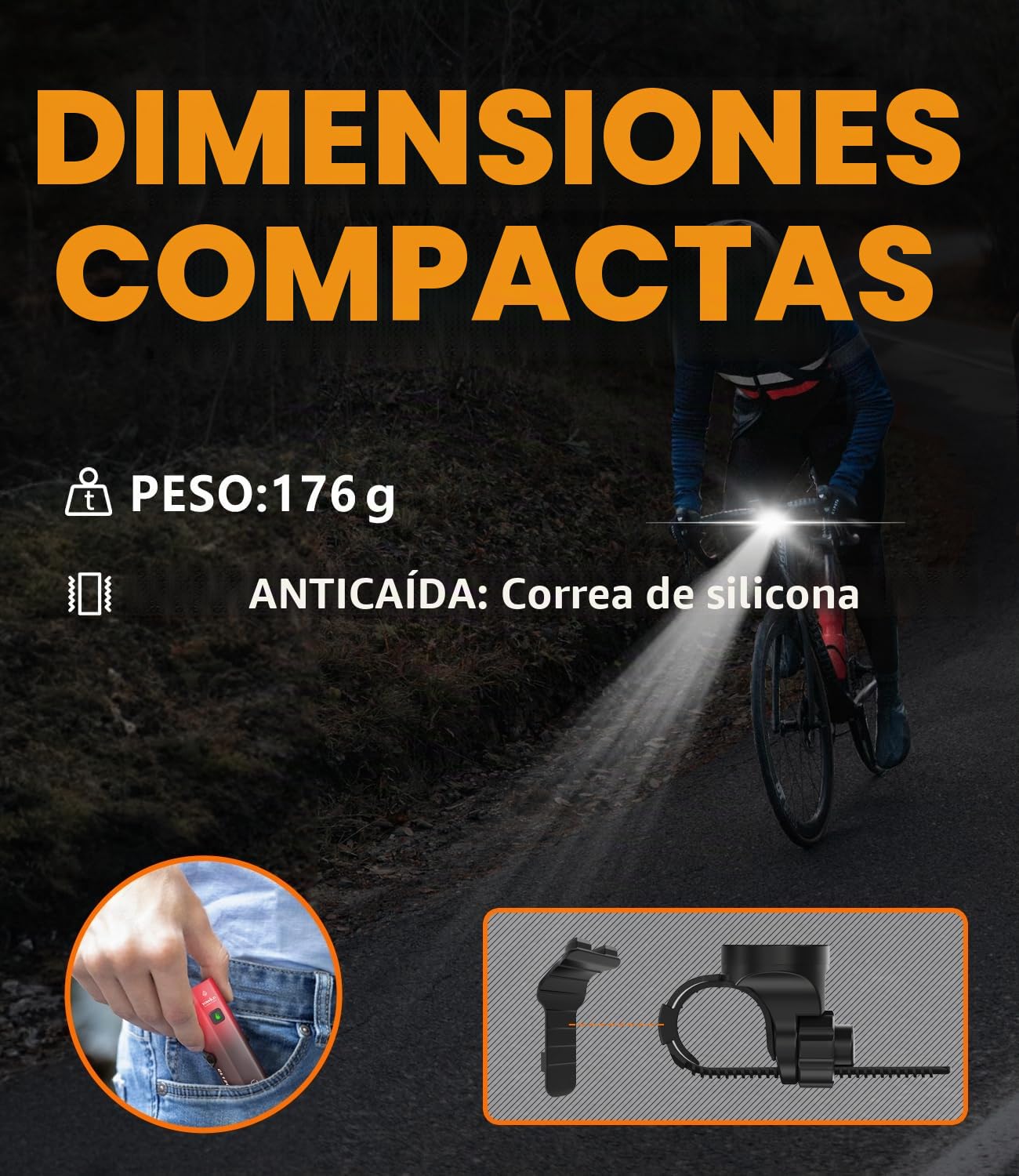 Luz Delantera Bicicleta Inteligente 1200 Lúmenes, Faros Super Brillantes con Control Remoto y Soporte para Ordenador Bicicleta 5000mAh IPX6 Recargables