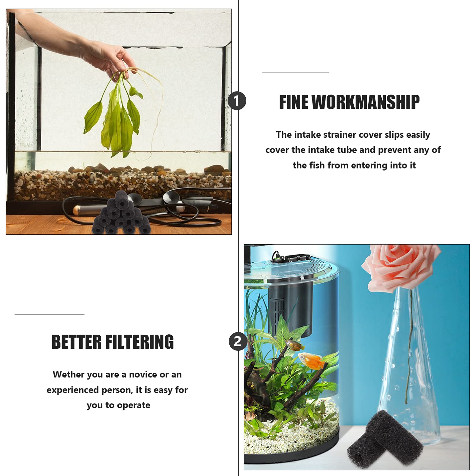 DOITOOL 10pièces Éponge Filtrante pour Aquarium Lot de Mousse pour Entrée De Filtre Évite Aspiration des Jeunes Poissons Et Crevettes Améliore La Filtration Les Aquariums Et Bassins