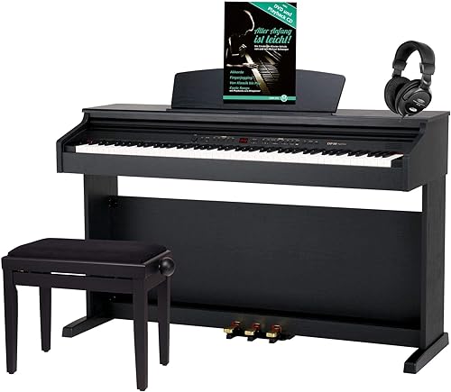 Classic Cantabile DP-50 E-Piano SET  Digitalpiano mit Hammermechanik  Tasten  AnschlA sse fA r KopfhA rer  USB  LED  Pedale  Piano fA r AnfA nger  Pianobank  KopfhA rer  Klavierschule  schwarz
