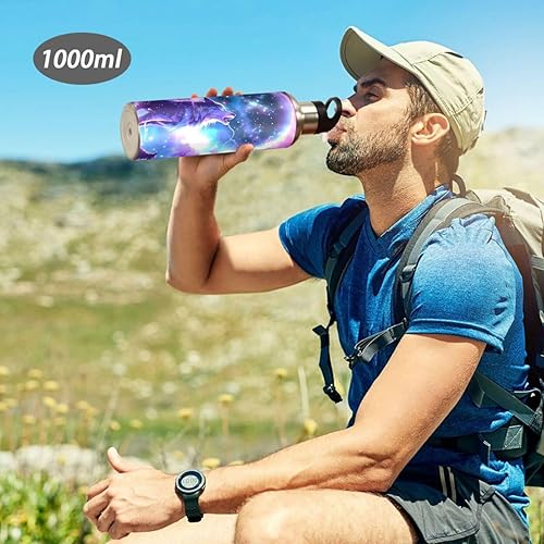 Vista 24 de Kcldeci Unicorn Rainbow Galaxy - Botella de agua deportiva de 20 onzas, tapa de pajilla, a prueba de fugas, aislamiento al vacío, botellas de agua