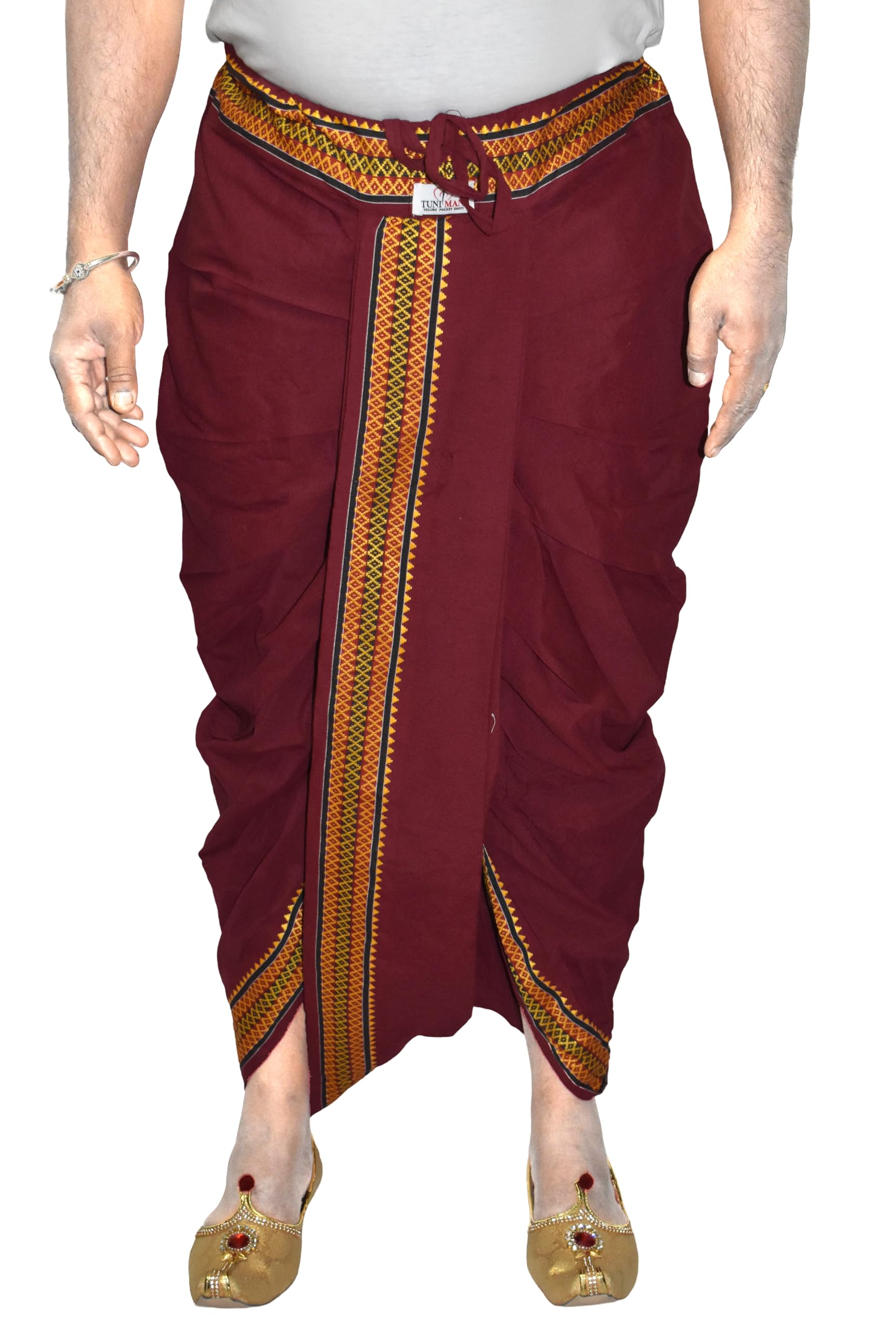 tuni mani Men's Traditional Readymade Cotton Dhoti Pant with Pocket, Rope Tie, Adjustable Free Size (28"-46")-picture-17
