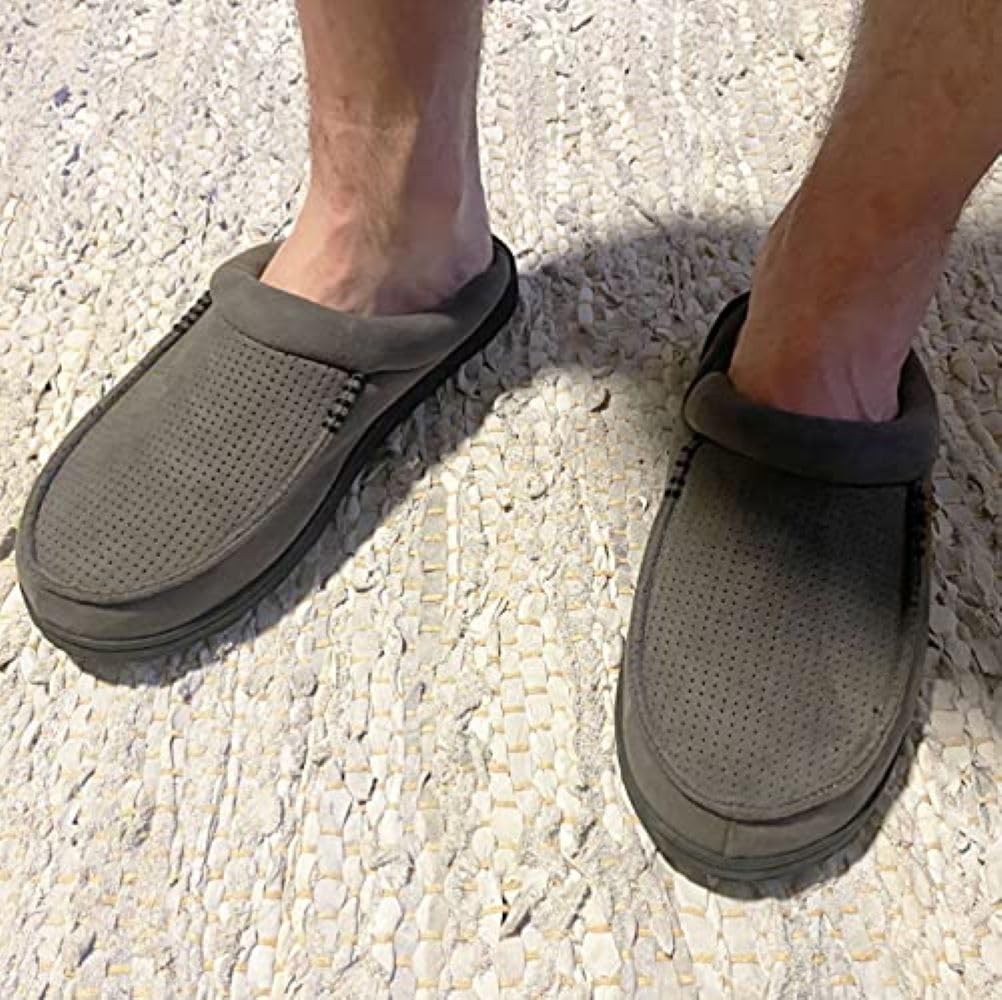 Dearfoams Microsuede Moc Toe Clog With Berber Cuff MocasínHombre