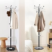 Vista 1 de Perchero de metal para sombreros de 16 ganchos con base de mármol natural, soporte de perchero resistente, perchero moderno para entrada, sala