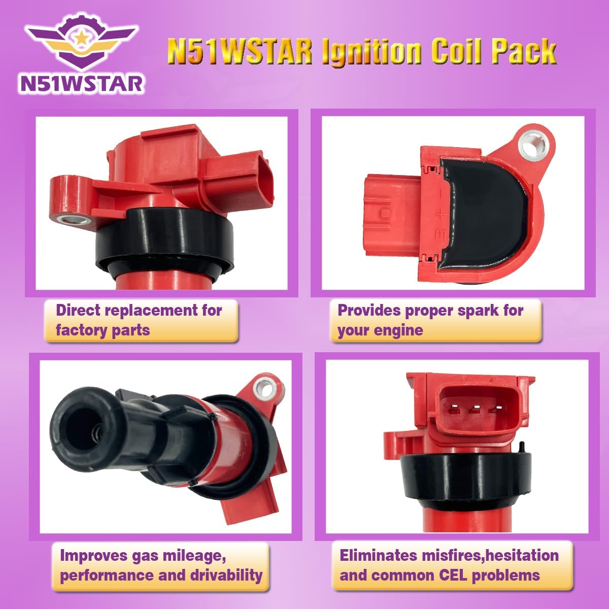 Performance JDM Ignition Coil Pack Set Of 1 Compatible With Nissan Silvia 200SX PS13 KPS13 S14 CS14 180SX RPS13 KRPS13 ALL 240SX SR20DET Replacement For 22448-50F01 22448-52F00 MPP-301