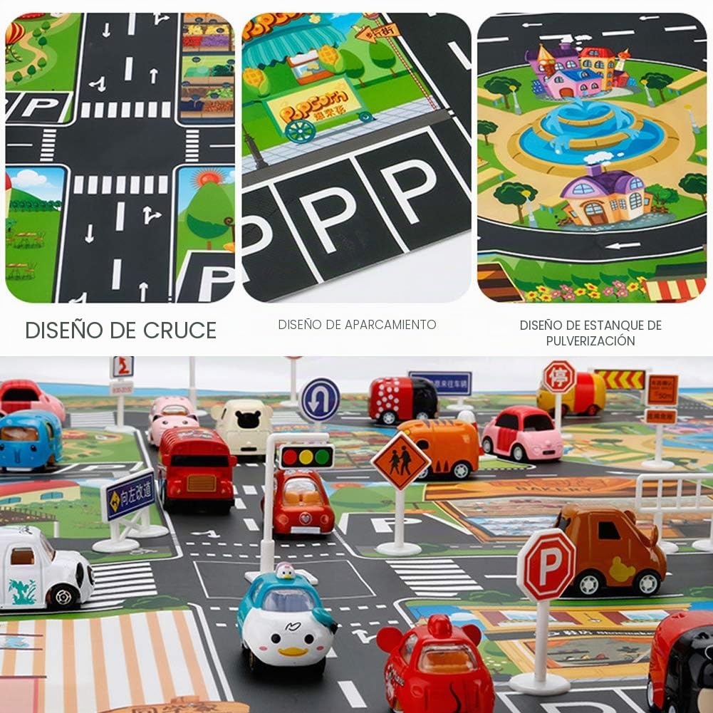 Vantiyaus Alfombra de plástico para juguetes, alfombrilla de salpicaduras, lavable para suelo o mesa, de PVC para niños, ideal para jugar con coches y juguetes.