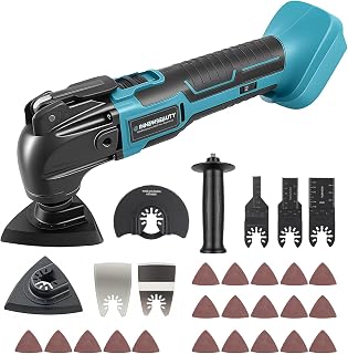 Cordless Oscillating Tool Compatible with Makita 18V Batteries 21000 OPM Brushless Power Motor Electric Oscillating Multi Tool Kit with Auxiliary Handle(Tool Only - Battery Not Included)