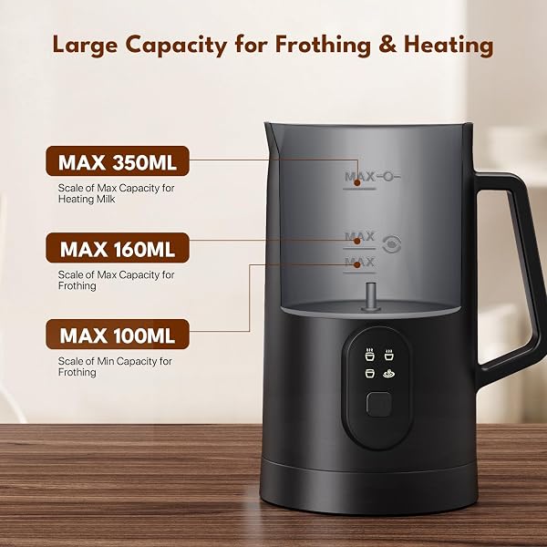 Vexloria Montalatte Elettrico 4 in 1, 580ML, Schiumalatte Caldo e Freddo Veloce, 2 Fruste, Rivestimento Antiaderente, Rivestimento Antiaderente per Cappuccino, Latte, Macchiato e Cioccolata Calda - 3