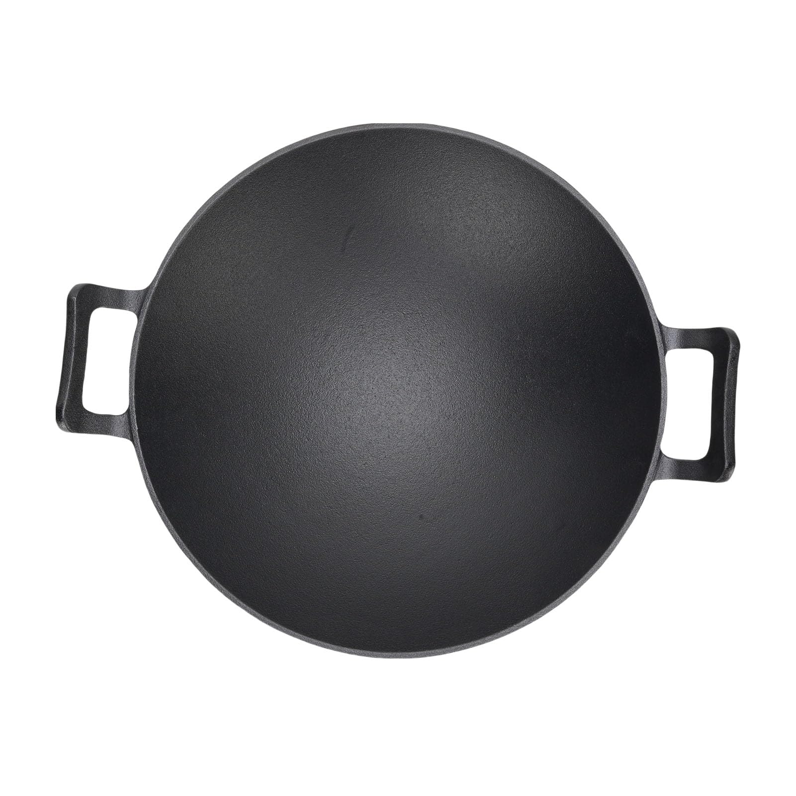 Aramox Wok żeliwny, Gruby Garnek do Smażenia z Podwójnym Uchem, Patelnia o Okrągłym Dnie 32 Cm do Gotowania Gazowego i Indukcyjnego