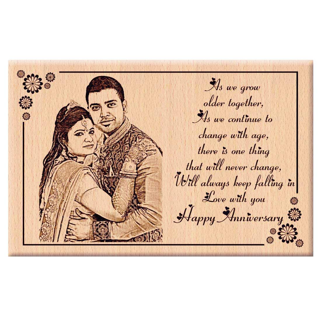 Incredible Gifts India Personalized Wooden Engraved Wedding Photo Frame Gift For Anniversary (6x4 Inches, Wood), Tabletop Rectangular