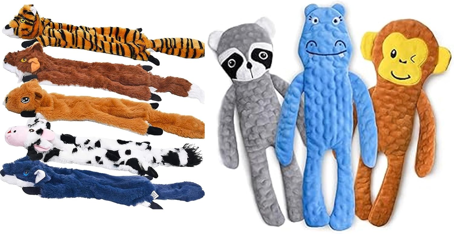 SHARLOVY Dog Squeaky Toys, Pet Crinkle Toy No Stuffing Animals Plush, Dog Chew for Large and Medium, Small Puppy Teething for Boredom