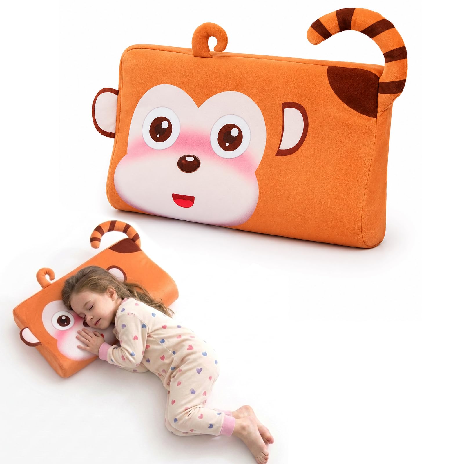 champracer Schlummerkids Kissen, Calmly Kinderkissen, Kinderkopfkissen, Atmungsaktives Ergonomisches Kissen für Jungen und Mädchen mit Niedlichen Tierdesigns (Kaninchen,50 * 30 cm)