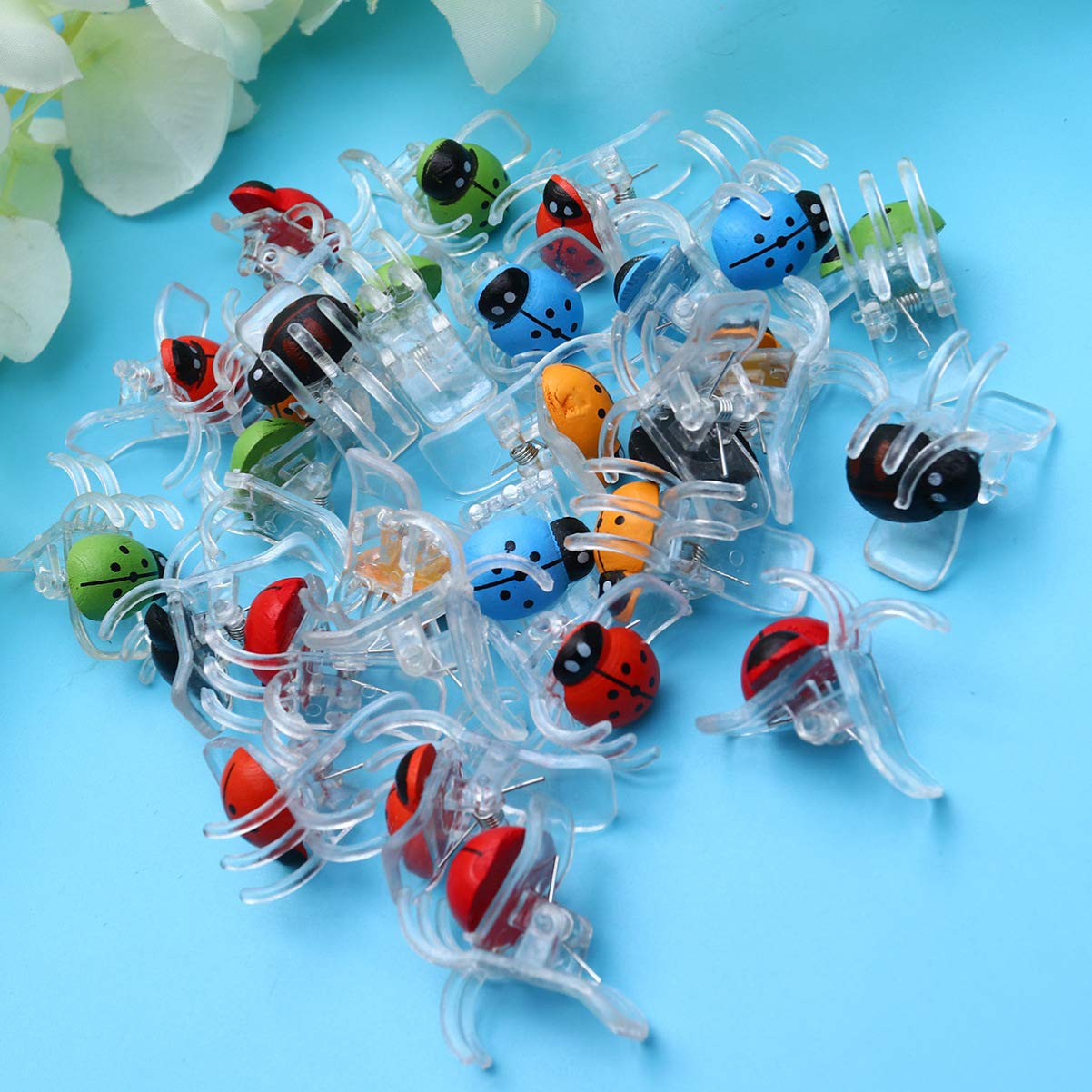 Yardwe 3 Sets Mit 30 Clips 30 Feste Clips Orchideen-Clips Für Den Garten Marienkäferform Kreative Befestigungsclips Für Ranken 60 Stück * 3