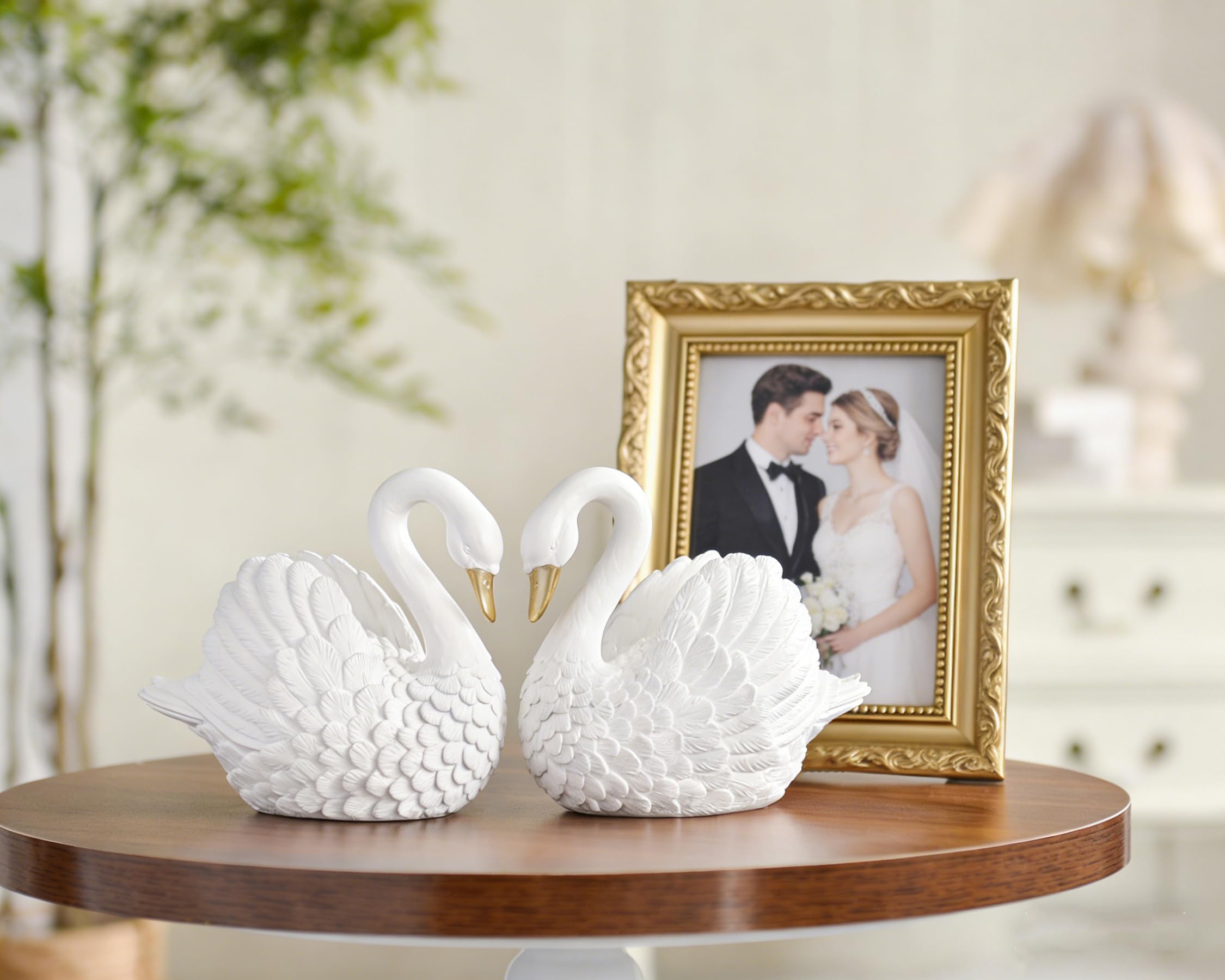 Fermalibri decorativi a forma di cigno, in resina, per mensole, unici supporti per libri bianchi, decorazione a forma di cigno resistente, per casa, ufficio, scrivania, libreria, set di 2